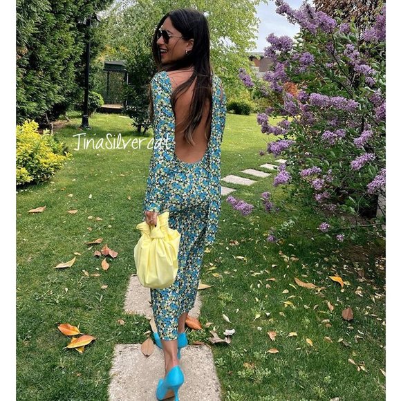 BLOGGER'S FAVE! Zara Floral Midi Dress Sz Large NWT - Picture 3 of 16